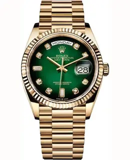 Rolex Day-Date Yellow Gold Green Diamond Dial Women's Watch Model M128238-0069