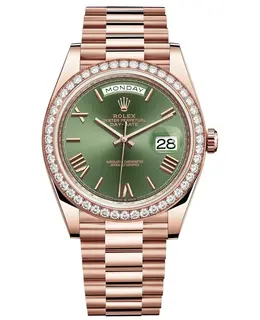 Authentic New Rolex Day-Date 40 in Everose Gold with Olive Green Dial Model M228345RBR-0011