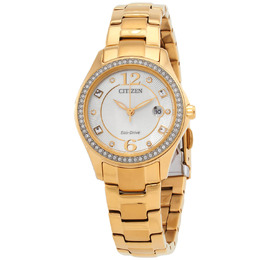 Citizen Crystal Eco-Drive Champagne Dial Ladies Watch FE1147-65P