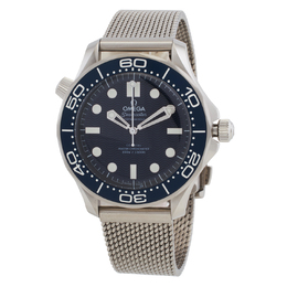 Pre-owned Omega Seamaster Chronometer Blue Dial, James Bond 60th Anniversary Edition (Ref: 210304220030), Silver Stainless Steel Case