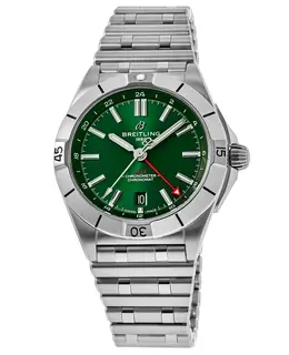 Breitling Chronomat A32398101L1A1 - 40mm Automatic GMT Green Dial Mens Steel Watch