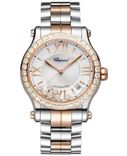 Chopard Happy Sport Medium Automatic 36mm Silver Dial Diamond Steel Women's Watch 278559-6025