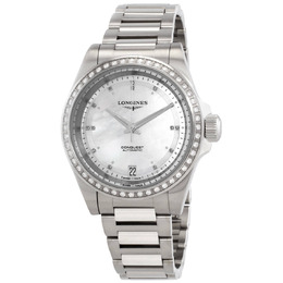 Longines Conquest Automatic Diamond White Mother of Pearl Dial Ladies Watch L3.430.0.87.6