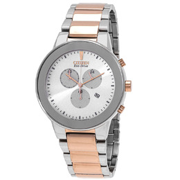 Citizen AT2244-84A Chronograph GMT Mens White Dial Watch