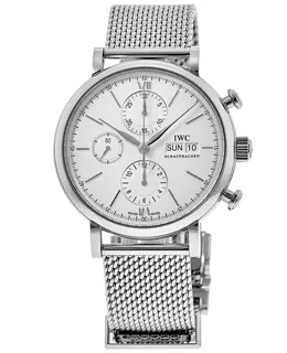 IWC Portofino Chronograph Silver Dial Mesh Bracelet Men's Watch IW391028