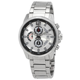 Citizen Chronograph Quartz AN3690-56A Mens Silver Dial Watch: Stainless Steel Case & Bracelet, Analog with Date