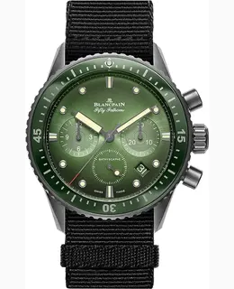 Authentic Blancpain Fifty Fathoms Bathyscaphe Flyback Chronograph Green Dial Men's Watch Model 5208-0153-naba