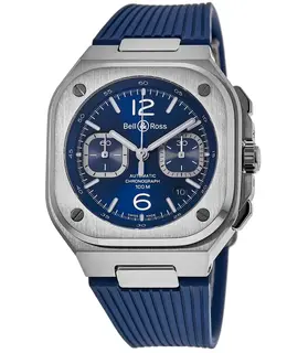 Bell & Ross BR 05 Chronograph 42mm Blue Dial Rubber Strap Men's Watch br05c-blu-st/srb