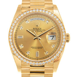 Rolex Day-Date 36 Automatic Diamond Champagne Dial 18kt Yellow Gold President Watch 128348cdp