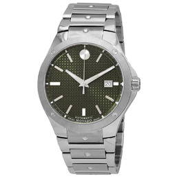 Movado SE Automatic Green Dial Mens Watch 0607645 - Analog Men's Timepiece with Date, Silver Case