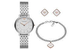 Emporio Armani Наручные часы Gypsophila Collection с кварцевым механизмом, ремешком из нержавеющей стали и белым циферблатом. Женские часы ar80023-clg
