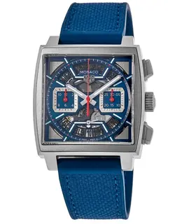 Tag Heuer Monaco Blue Dial Rubber Strap Men's Watch cbl2182.ft6235