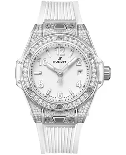 Hublot Big Bang One Click White Dial Diamond Rubber Strap Women's Watch 485.se.2010.rw.1604