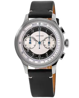 Brand New Authentic Longines Heritage Classic Chrono Silver Dial Leather Strap Men's Watch L2.830.4.93.0