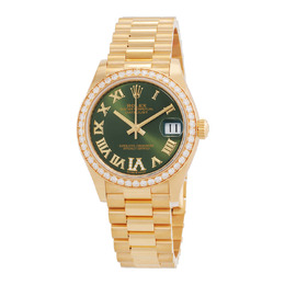 Rolex Datejust Automatic 18kt Yellow Gold Diamond Olive Green Dial Ladies Watch Ref.278288GNRDP