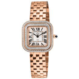 Gevril Bellagio Ladies Watch 12131B Quartz Analog Movement White Dial Rose Gold-Tone Case Sapphire Crystal