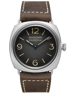 Panerai Radiomir Tre Giorni Manual Wind Black Dial Leather Strap Men's Watch pam01334