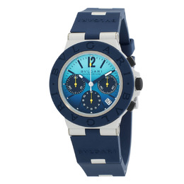 Bulgari Aluminium Capri Edition Chronograph Automatic Blue Dial Mens Watch 103844