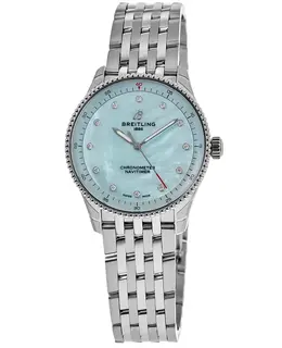 Breitling Navitimer 32 Blue Mother of Pearl Diamond Dial Steel Women's Watch a77320171c1a1