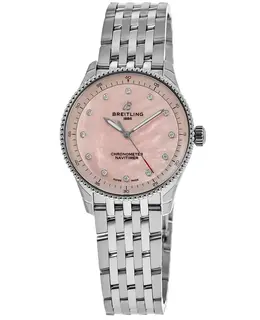 Authentic Breitling Navitimer 32 Pink Mother of Pearl Diamond Dial Steel Women's Watch Model A77320D91K1A1