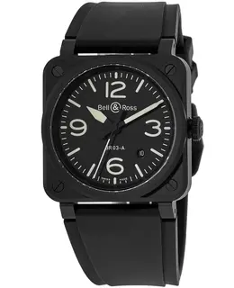 Bell & Ross BR 03 Automatic Black Dial Rubber Strap Men's Watch br03a-bl-ce/srb
