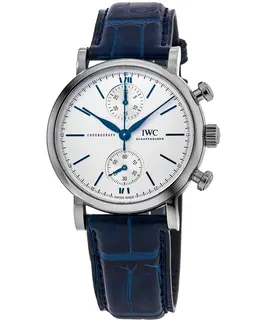 IWC Portofino Chronograph Silver Dial Leather Strap Men's Watch IW391407
