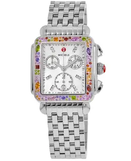 Michele Deco Soiree Diamond Mother of Pearl Dial Stainless Steel Women's Watch Model MWW06A000802