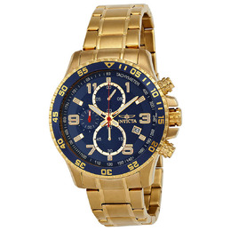 Invicta 14878 Specialty Chronograph Mens Watch Blue Dial Gold Tone