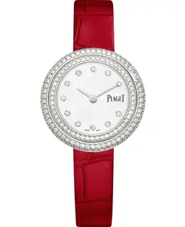 Piaget Possession Date Mother of Pearl Dial Diamond White Gold Leather Strap Women's Watch g0a46085