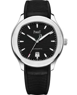 Piaget Polo Date G0A47014 - Men's Watch Black Dial Rubber Strap