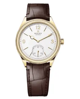 Rolex 1908 Yellow Gold White Dial Alligator Leather Strap Men's Watch Model M52508-0006