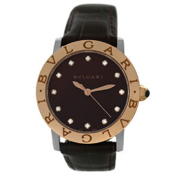 Pre-owned Bulgari Bulgari Automatic Diamond Brown Dial Ladies Watch 102742