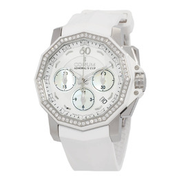 Corum Admirals Cup Chronograph Automatic Diamond White Mother of Pearl Dial Ladies Watch 984.970.47/f379 pn35