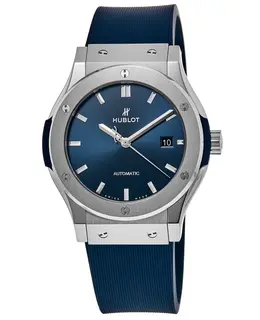 Hublot Classic Fusion Automatic 42mm Blue Dial Titanium Case Rubber Strap Men's Watch 542.nx.7170.rx