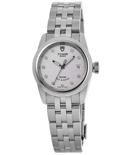 Authentic Tudor Glamour Date Silver Diamond-Set Dial Stainless Steel Unisex Watch m51000-0004