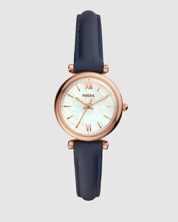 Fossil Carlie Mini ES4502 Синие кожаные женские часы Fossil, синий 4013496258509 | azul