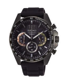 Neo Sports SSB349P1 силиконовые мужские часы с серебряным ремешком Seiko, черный 8431242964218 | negro