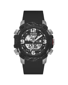 Мужские часы Slate GW0421G1 с силиконовым ремешком и черным ремешком Guess, черный 91661526985 | negro
