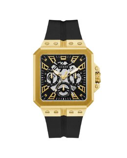 Мужские часы Leo GW0637G2 из силикона и черным ремешком Guess, черный 91661535765 | negro