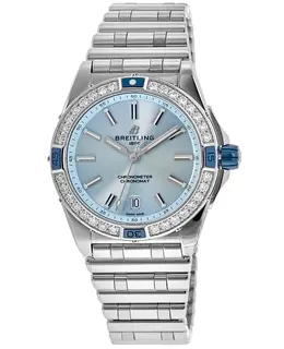 New Breitling Super Chronomat A17356531C1A1 - Light Blue Dial Diamond Steel Women's Watch
