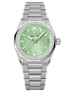 Brand New Authentic Zenith Defy Skyline Green Dial Diamond Steel Women's Watch Model 16.9400.670/61.I001