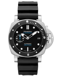 Panerai Submersible Black Dial Rubber Strap Men's Watch pam01683