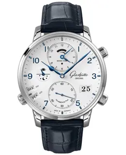 Brand New Authentic Glashutte Original Senator Cosmopolite White Dial Men's Watch Model 1-89-02-03-02-61
