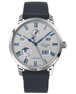 Brand New Authentic Glashutte Original Senator Excellence Perpetual Calendar, Grey Dial Fabric Strap Men's Watch Model 1-36-12-03-02-64