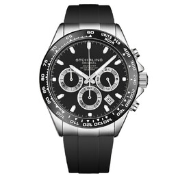 Stuhrling Original Monaco Chronograph M18212 Men's Quartz Watch Black Dial