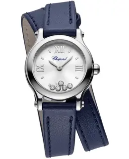 Chopard Happy Sport Silver Diamond Dial Leather Strap Women's Watch Model:278620-3001