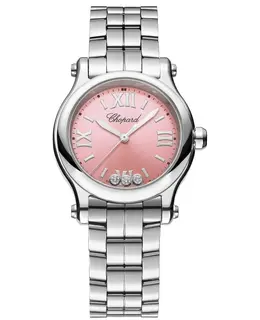 Chopard Happy Sport 30mm Pink Floating Diamond Dial Steel Women's Watch 278590-3012