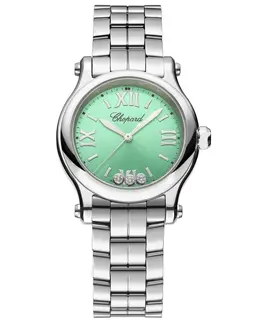 Chopard Happy Sport 30mm Green Diamond Dial Steel Women's Watch 278590-3013