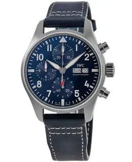 IWC Pilot's Chronograph Blue Dial Leather Strap Men's Watch iw388101
