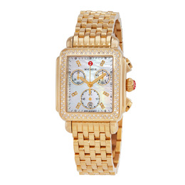 Michele Chronograph Quartz Diamond White Mother of Pearl Dial Ladies Watch MWW06A000777